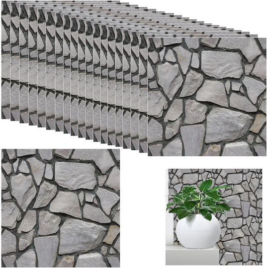 Panouri Decorative 3D Autoadezive Gri 30x30cm 10 Bucăți
