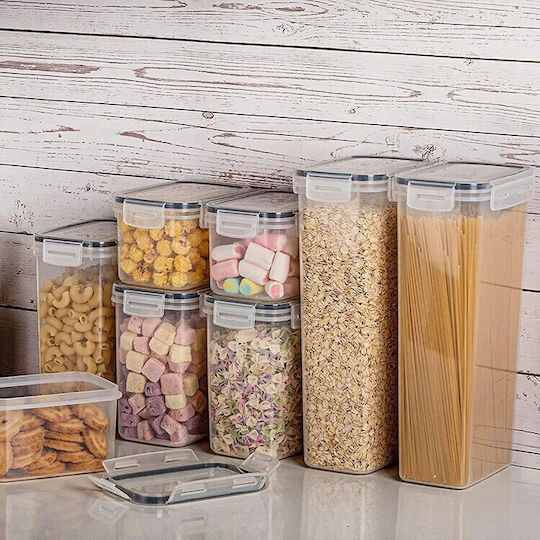 Set 8 Bucăți Casete Cereale Cu Capac Plastic Transparent 1400ml 8 Bucăți
