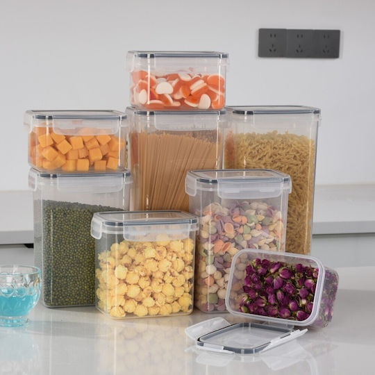 Set 8 Bucăți Casete Cereale Cu Capac Plastic Transparent 1400ml 8 Bucăți