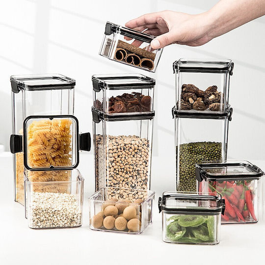 Set 4 Stück Getreidegläser mit Kunststoffdeckel Transparent 460ml