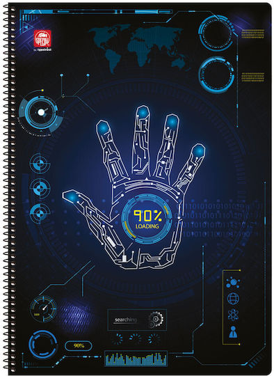 Typotrust Spiral Caiete Cu dungi A4 90 de Foi 3 de Subiecte Trendy Numbers Blue 16buc (Culori diverse)