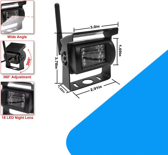 Wireless Waterproof Car Reverse Camera with Screen Universal
