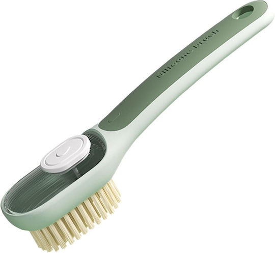 Perie Multifuncțională 2 În 1 Flippy Perie Deasă Perie Din Piele De Căprioară Recipient Pentru Lichid Mâner Lung 20.1 X 4.3 X 5 Cm Verde
