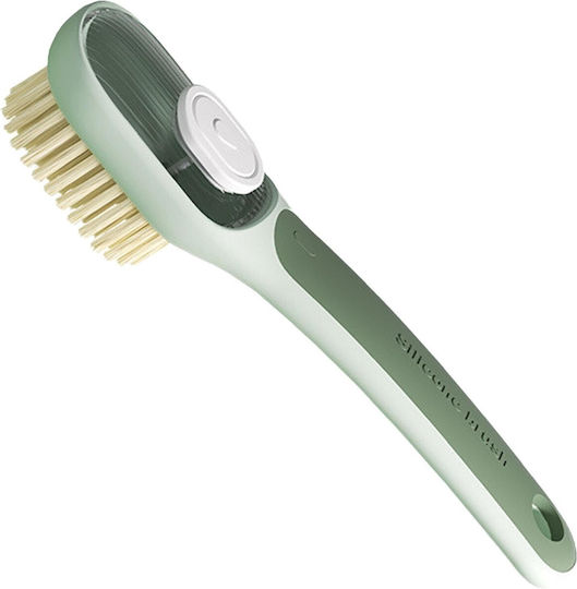Perie Multifuncțională 2 În 1 Flippy Perie Deasă Perie Din Piele De Căprioară Recipient Pentru Lichid Mâner Lung 20.1 X 4.3 X 5 Cm Verde
