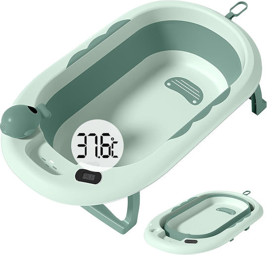 Faltbare Babybadewanne mit Thermometer Grün