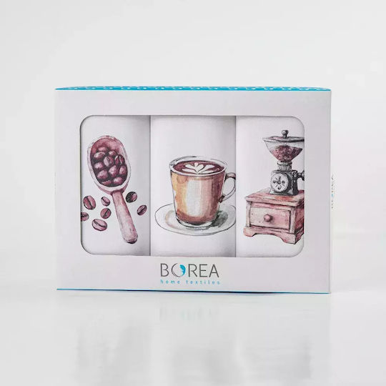 Borea Ποτηρόπανο σε Λευκό Χρώμα 50x70cm 3τμχ