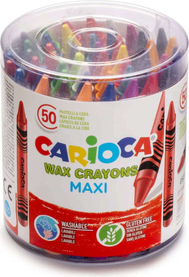Carioca Wax Crayons Maxi Set von Buntstiften mit 50 Farben 42388