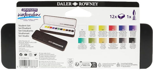 Daler Rowney Σετ Νερομπογιές Πολύχρωμες 12τμχ