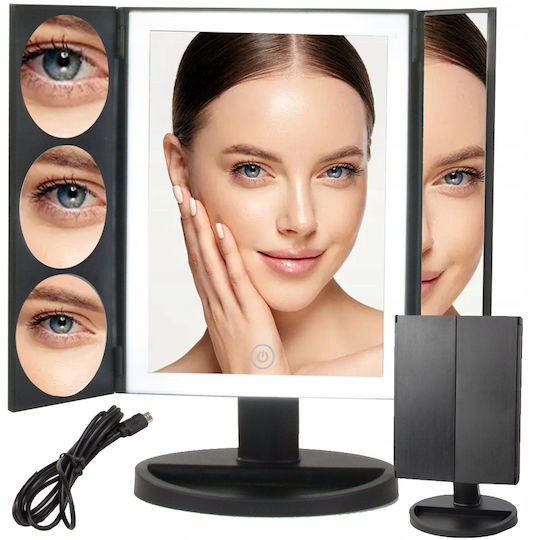 Verk Group Makeup Mirror Tabletop with Light 5x10cm Black
