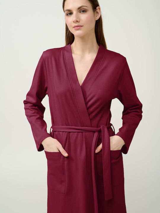 Vamp Χειμερινή Γυναικεία Βαμβακερή Ρόμπα Pink Tan