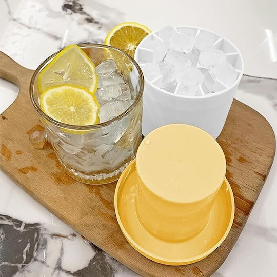 Eiswürfelform Würfel aus Silikon mit Deckel Gelb