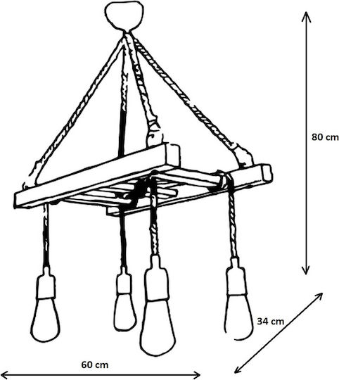 Asir Group Merdiven Lumini Suspendate Maro Cu Frânghie Pentru 4 Becuri E27 60x34x60cm
