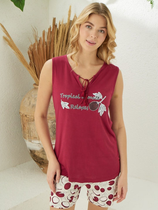 Modalove Set Pijamale pentru Femei Bordeaux