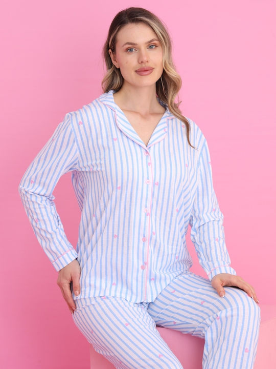 Siyah Inci De iarnă Set Pijamale pentru Femei Light Blue