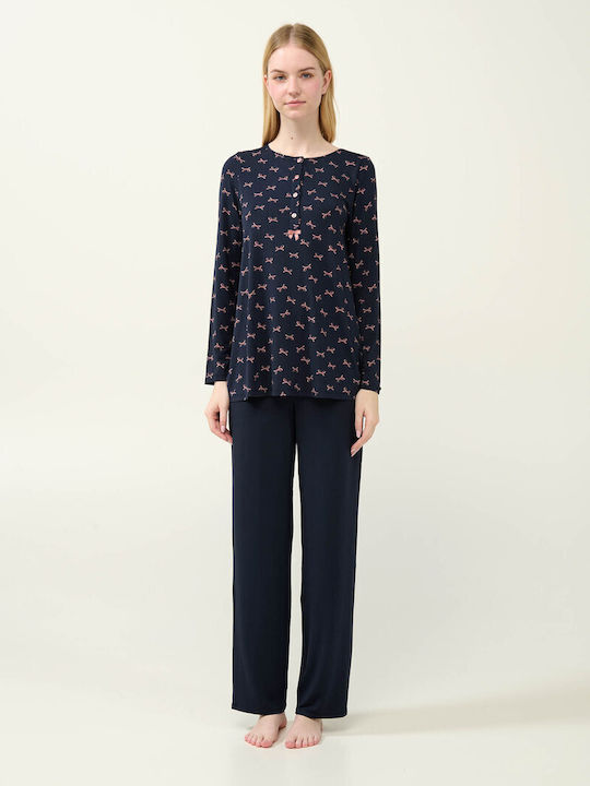 Vamp Winter Damen Pyjama-Set Blue Blazer