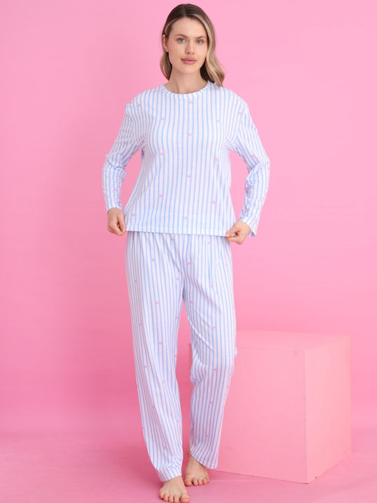 Siyah Inci Set Pijamale pentru Femei Light Blue