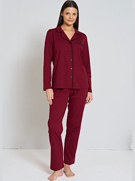 Pijadore Winter Damen Pyjama-Set Burgundy