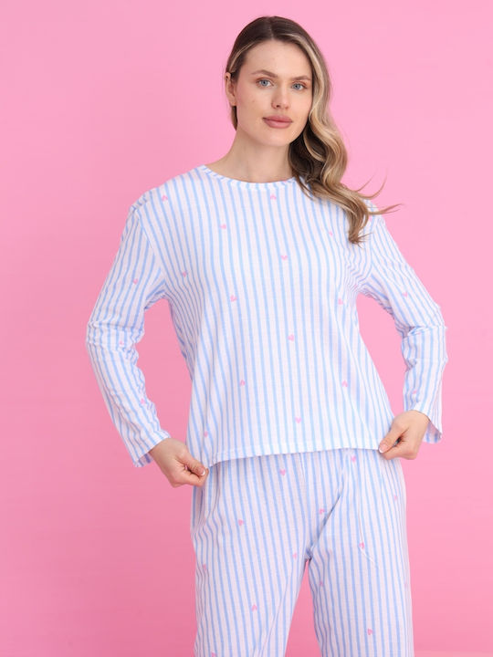 Siyah Inci Set Pijamale pentru Femei Light Blue
