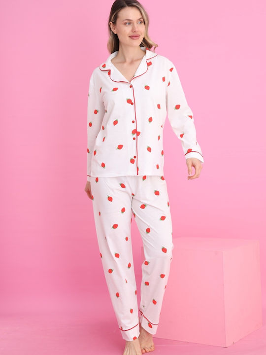 Siyah Inci Set Pijamale pentru Femei White