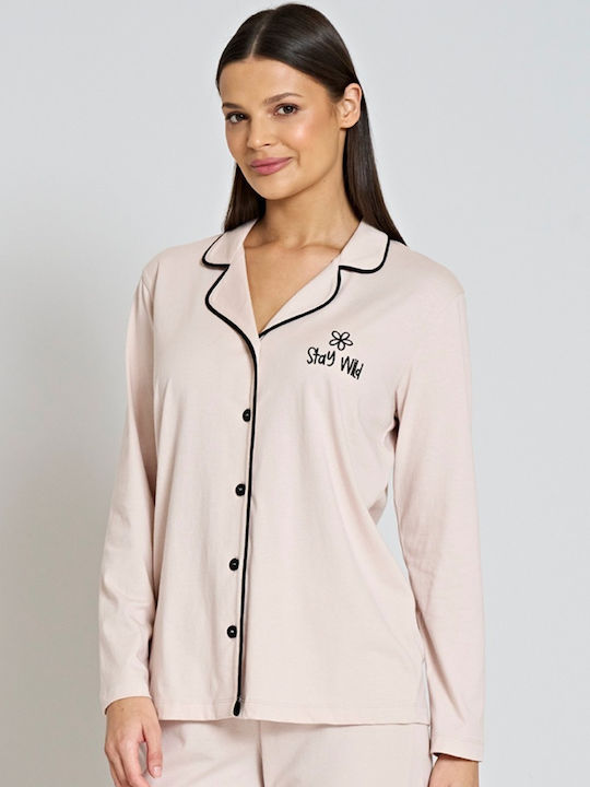 Pijadore Set Pijamale pentru Femei Beige
