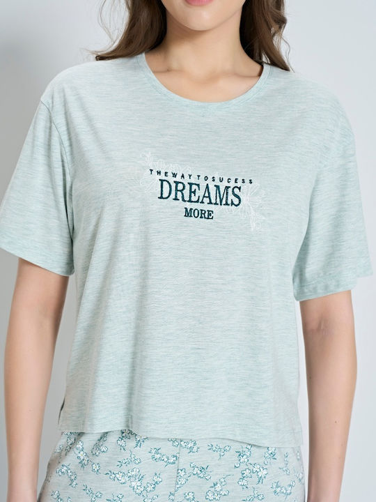 Pijadore Winter Damen Pyjama-Set Bay Leaf Mint