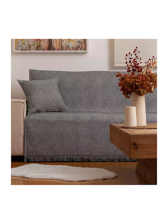 Borea Bari Four-Seater Sofa Throw Chenille 180x350cm Gray