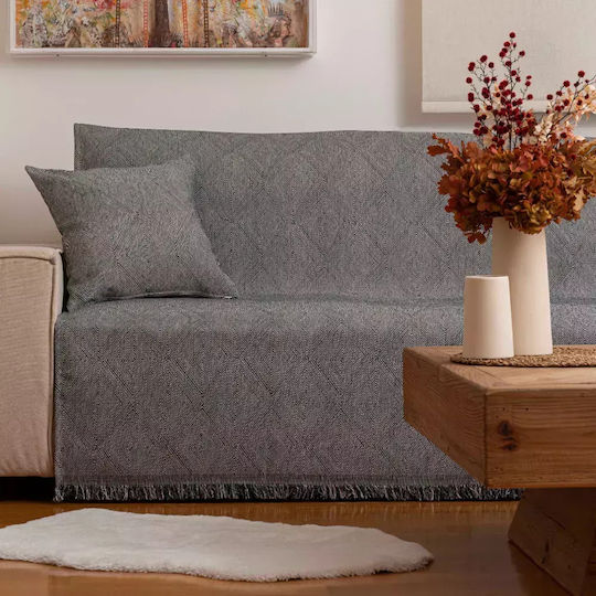 Borea Bari Ριχτάρι Τετραθέσιου Καναπέ Chenille 180x350εκ. Γκρι