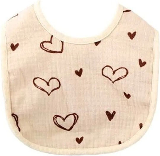 Waterproof Bib from 100% Cotton with Button Beige