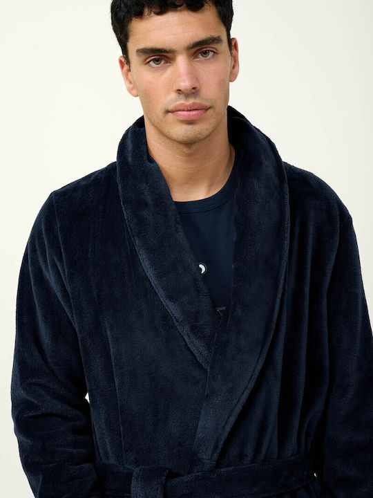Vamp Χειμερινή Ανδρική Ρόμπα Fleece Blue