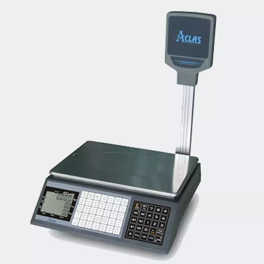 Aclas PS1-DP Electronic Retail Scale with Column with Weighing Capacity of 30kg and Division 10gr