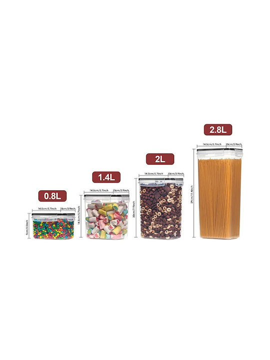 Set 7buc Cutii Cereale cu capac Plastic Transparent 1100ml