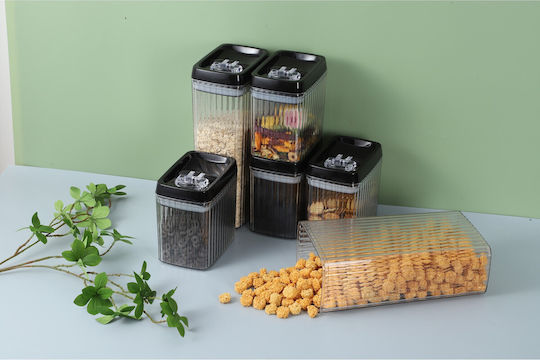 Set 6 Bucăți Vaze Cereale cu Capac Plastic Transparent 1500ml 6 Bucăți
