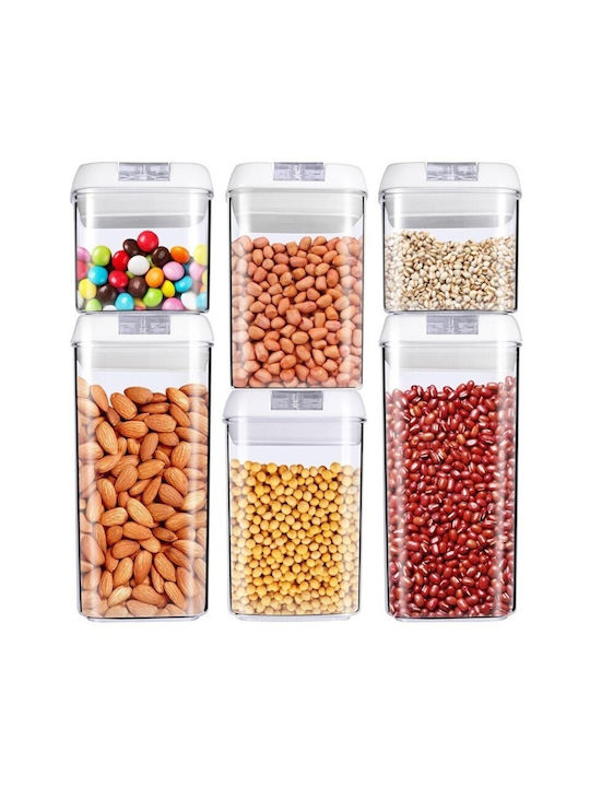 Set of 6pcs Jars Cereals / Pasta with Lid Plastic Transparent 500ml