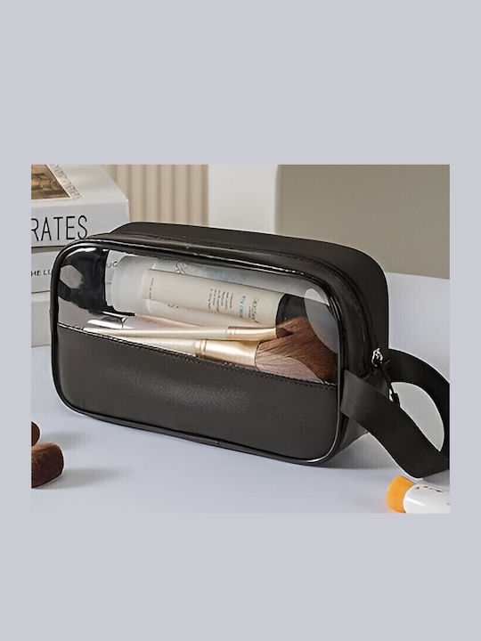 Geantă Cosmetică Flippy Organizare Călătorie Material Pvc-Textil Rezistentă La Apă Portabilă 22 X 12 X 8 Cm Neagră