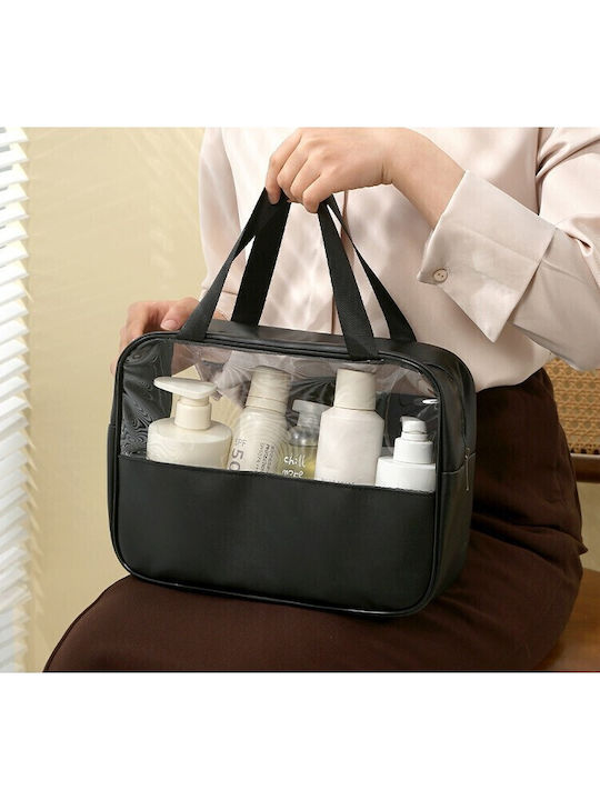 Geantă Cosmetică Flippy Organizare Călătorie Material Textil Pvc Rezistentă La Apă Portabilă 30x21x12 Cm Neagră