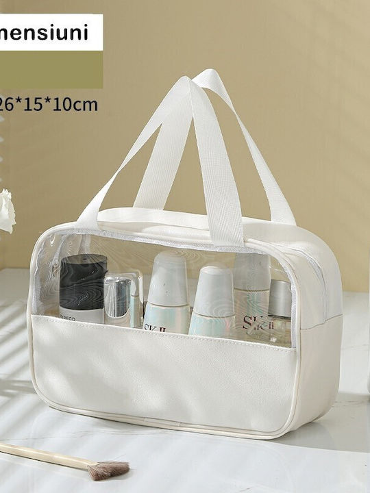 Flippy Geantă Cosmetică Organizare Călătorie Material Textil Pvc Rezistentă La Apă Portabilă 26 X 15 X 10 Cm Albă