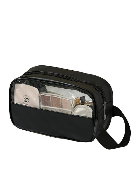 Geantă Cosmetică Flippy Organizare Călătorie Material Pvc-Textil Rezistentă La Apă Portabilă 22 X 12 X 8 Cm Neagră