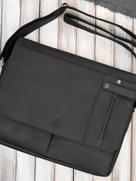 Leder Herren Tasche Bote Schwarz