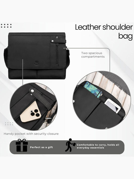 Leder Herren Tasche Bote Schwarz
