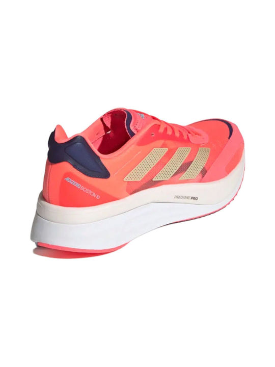 Adizero Boston 10 Sport Shoes Running Turbo / Sandy Beige Met / Legacy Indigo