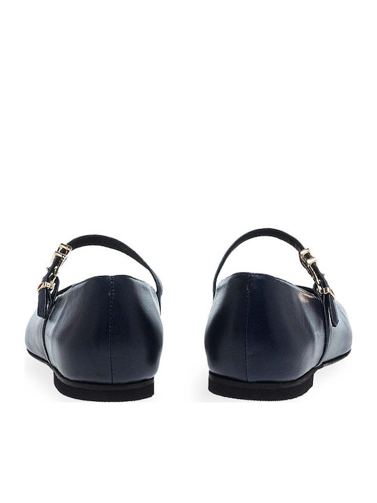 Damen Ballerinas mit Riemchen Navy Blau