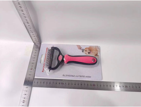Dog Comb Medium for Long-Haired Dogs Double Sided Hair Removal Pink
