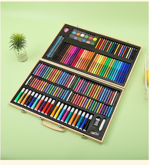 Σετ Ζωγραφικής σε Βαλιτσάκι Ξύλινο 46x30.9cm 180τμχ