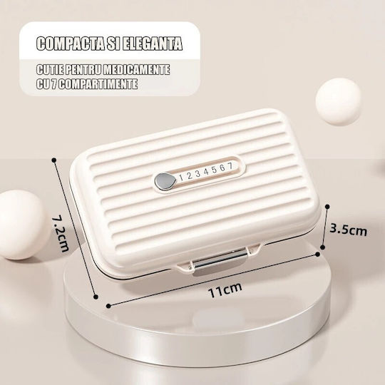 Cutie de Medicamente Flippy Bej 7 Compartimente Portabil Compact 11x7.2x3.5 Cm Ideal pentru Utilizare Zilnică