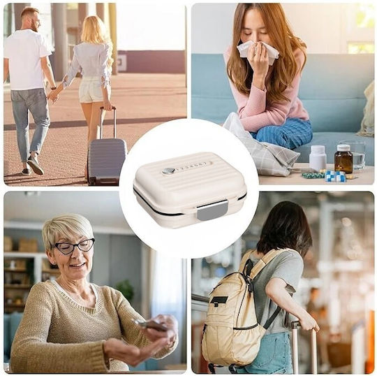 Cutie de Medicamente Flippy Bej 7 Compartimente Portabilă Compactă 7.8x7.2x3.5 Cm Ideală pentru Utilizare Zilnică