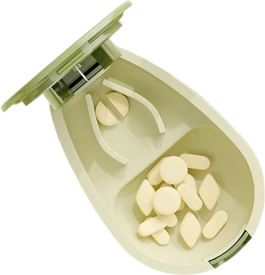Pill Cutter Medicine Storage Box Flippy Green 8x5x2.65 Cm Compact Portable Ideal Travel