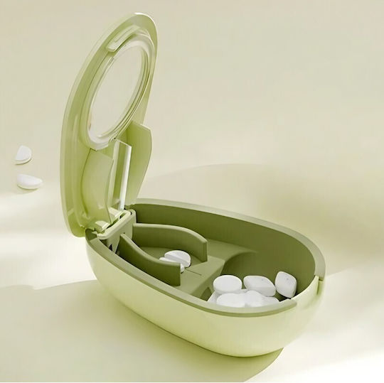 Cutie Pentru Pastile Cu Tăietor Flippy Galbenă 8x5x2,65 Cm Compactă Portabilă Ideală Pentru Călătorii
