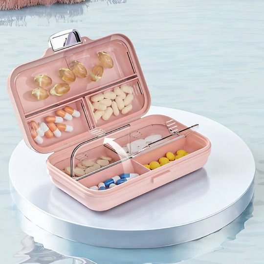 Cutie de Medicamente Flippy Roz 7 Compartimente Portabilă Compactă 11x7.2x3.5 Cm Ideală pentru Utilizare Zilnică
