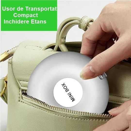 Cutie Pentru Depozitarea Medicamentelor Flippy 6 Compartimente Închidere Etanșă Portabilă Rotundă Alb Gri Pp 8.4x2.9x8.5 Cm