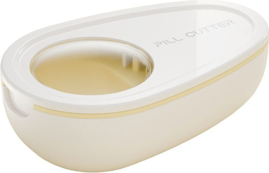 Cutie Pentru Tăiat Pastile Organizator Medicamente Flippy Albă 8x5x2.65 Cm Compactă Portabilă Ideală Pentru Călătorii